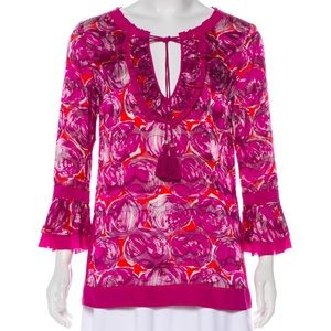 Tory Burch Gwenna Silk ruffle top shirt, XS 2